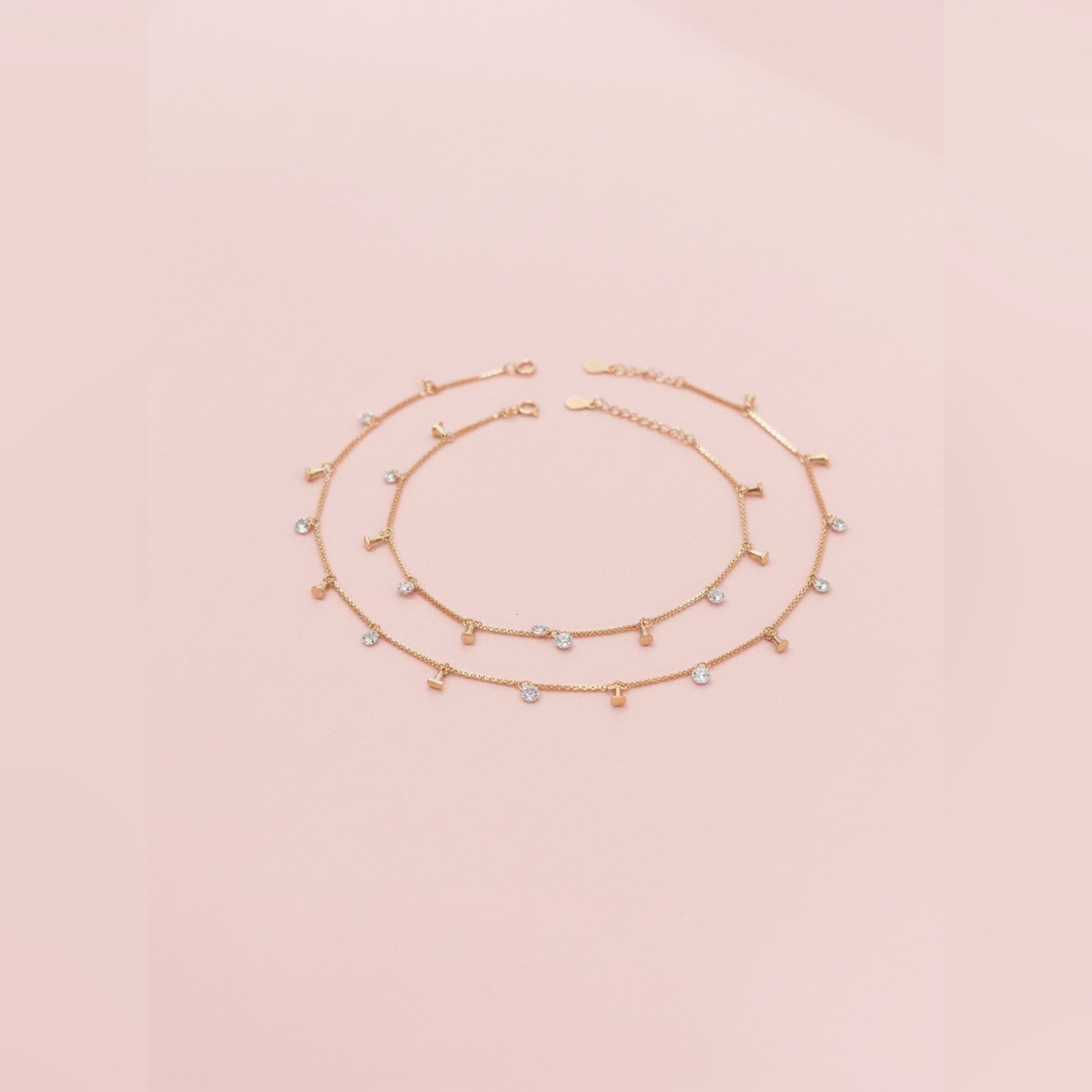 Rose Gold Modern Cone Charms Anklet 