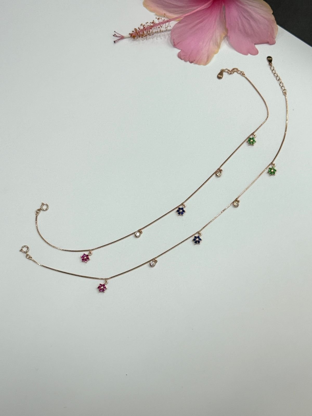 Rose Gold Multicolour Floral Anklet – A Play of Colors